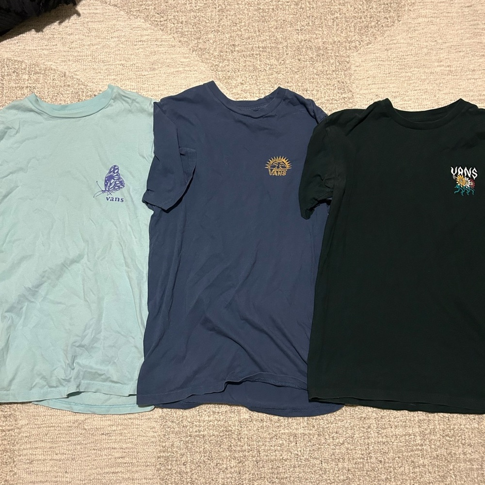 Vans Men’s Blue and Green T-Shirts - Set of 3
